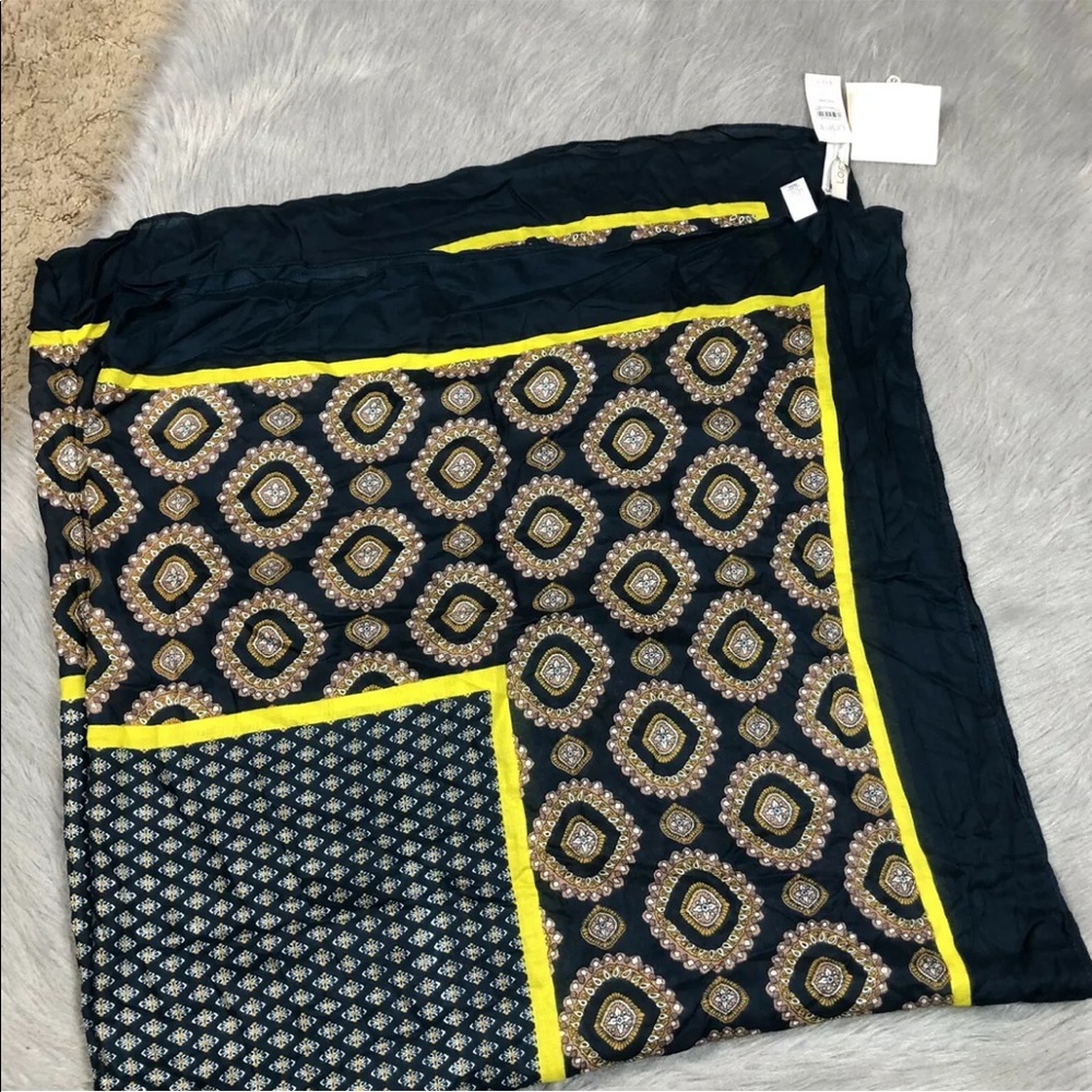 Ann Taylor LOFT Navy Multicolored Square Scarf OS